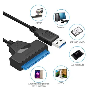 Merevlemez-adapter kábel | SATAs USB 3.0 adapter | Számítógépes kábelek csatlakozói 2,5 hüvelykes SSD-khez és HD-hez